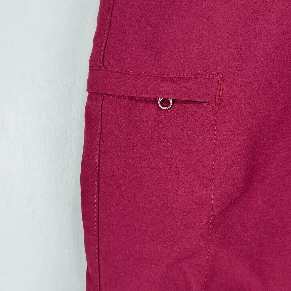 Eddie Bauer Cropped Traveler Pants Women Size 6 Maroon Pink Wicking Stretch - Picture 3 of 10